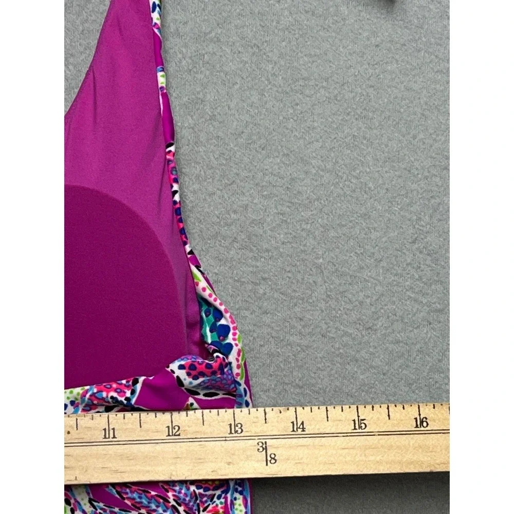 Stella Parker Floral Swim Dress Pink Multi Tummy Toner One Piece Swimsuit L NEW - Picture 11 of 12